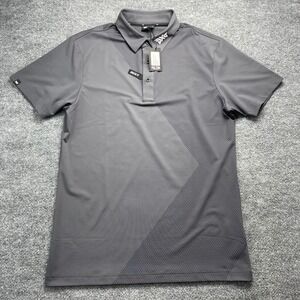 PXG Mens Athletic Fit Graphic Polo Shirt Grey Black Print Small NWT